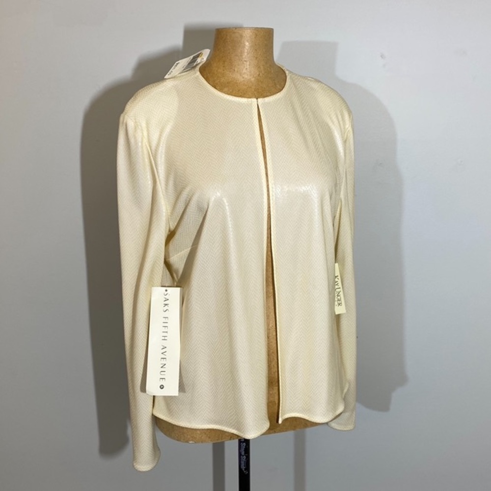 KAY UNGER, SAKS FIFTH AVENUE ladies elegant cardigan, off white, size 14